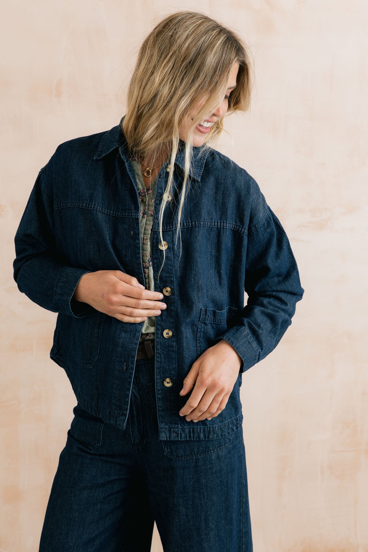 Olivia Denim Shirt Jacket Dark Wash