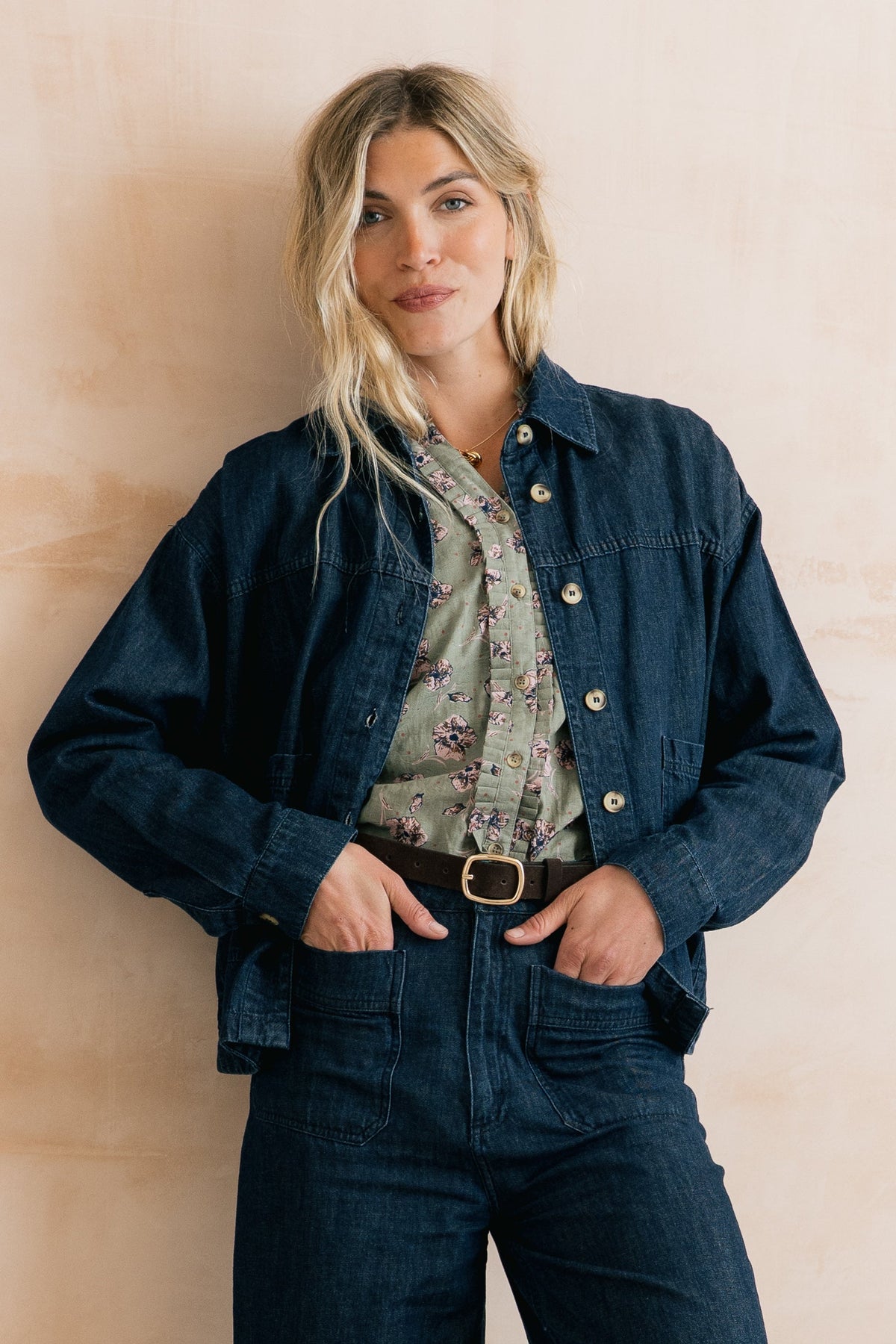 Olivia Denim Shirt Jacket Dark Wash