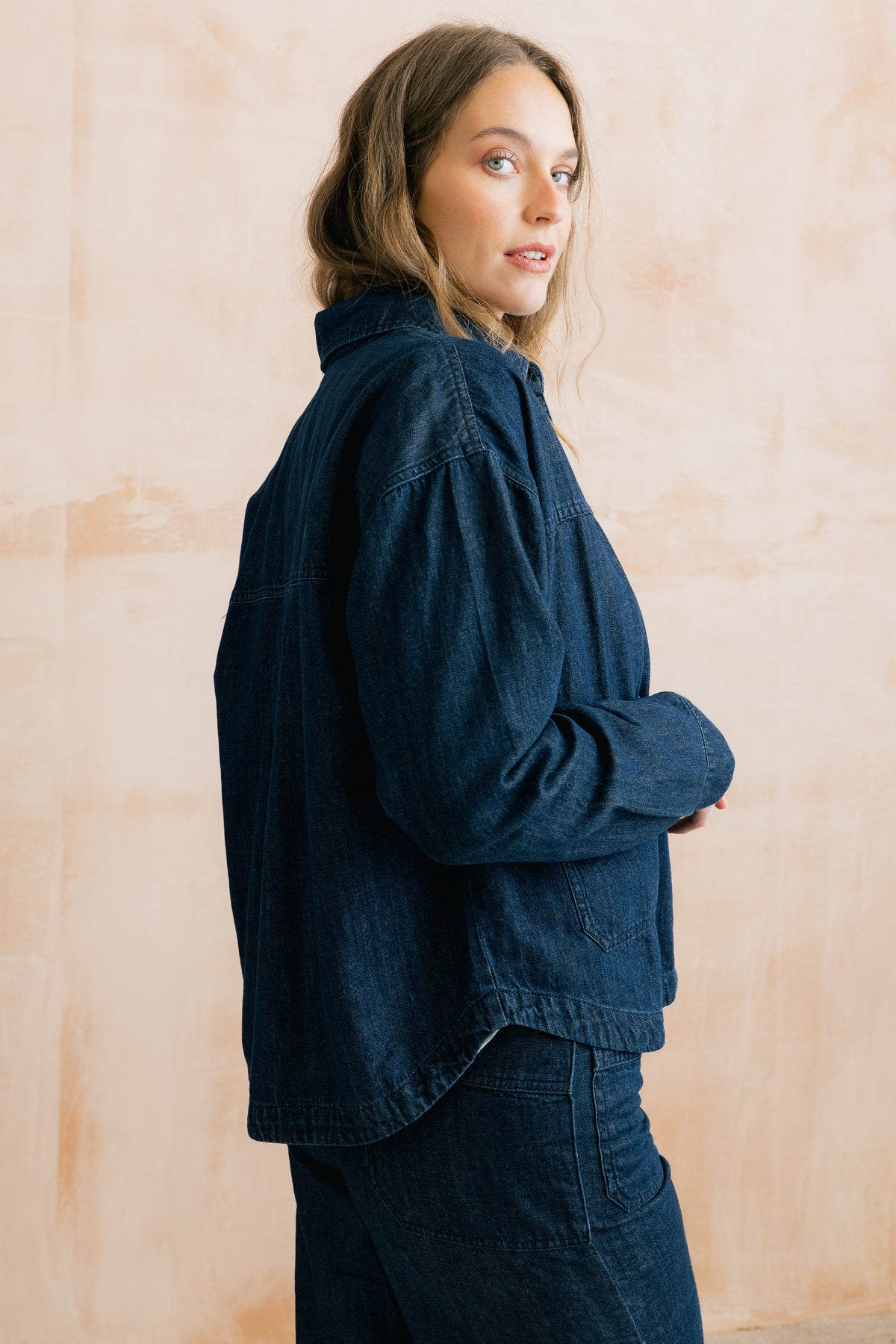 Olivia Denim Shirt Jacket Dark Wash