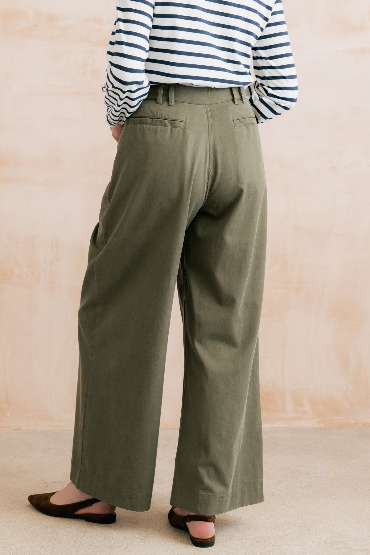 Sophie Pleated Wide Leg Trousers Dark Olive