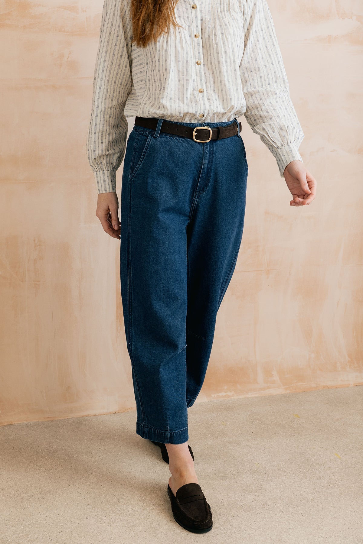 Georgia Barrel Leg Denim Jeans Blue