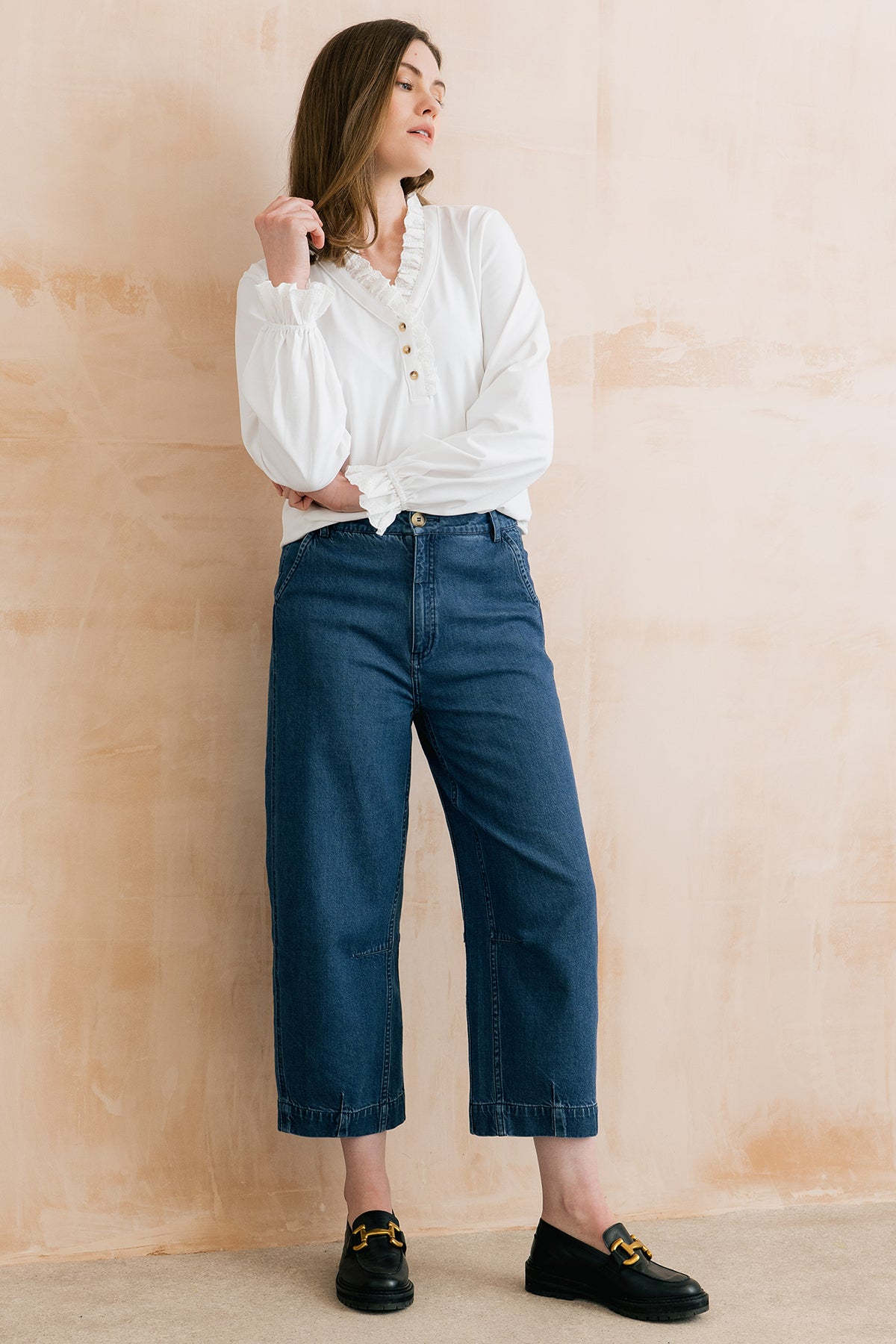 Georgia Barrel Leg Denim Jeans Blue