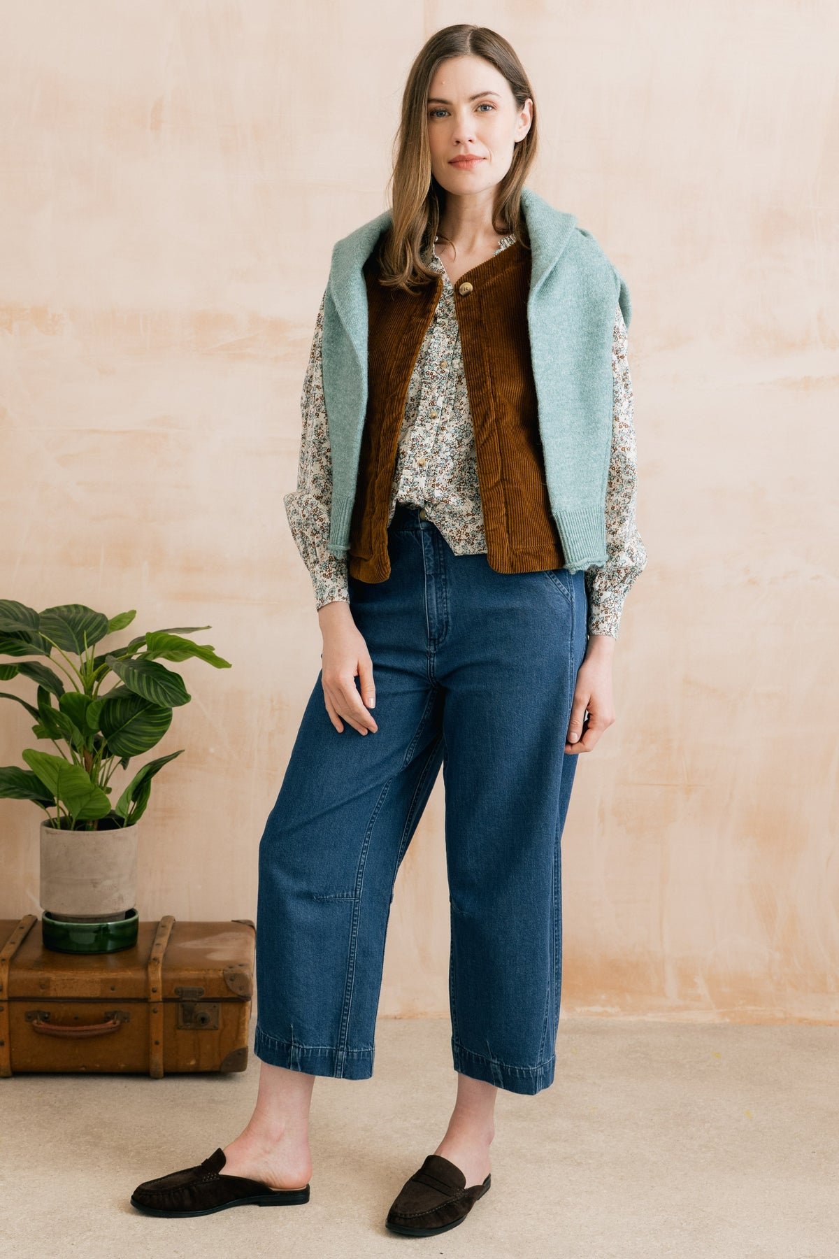 Twilight Stretch Jumbo Cord Gilet Burnt Caramel