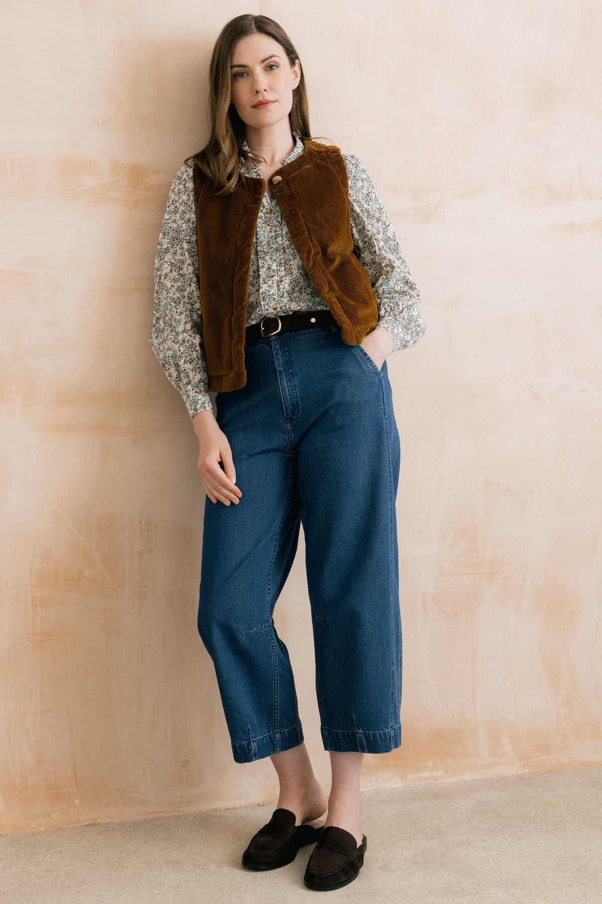 Twilight Stretch Jumbo Cord Gilet Burnt Caramel