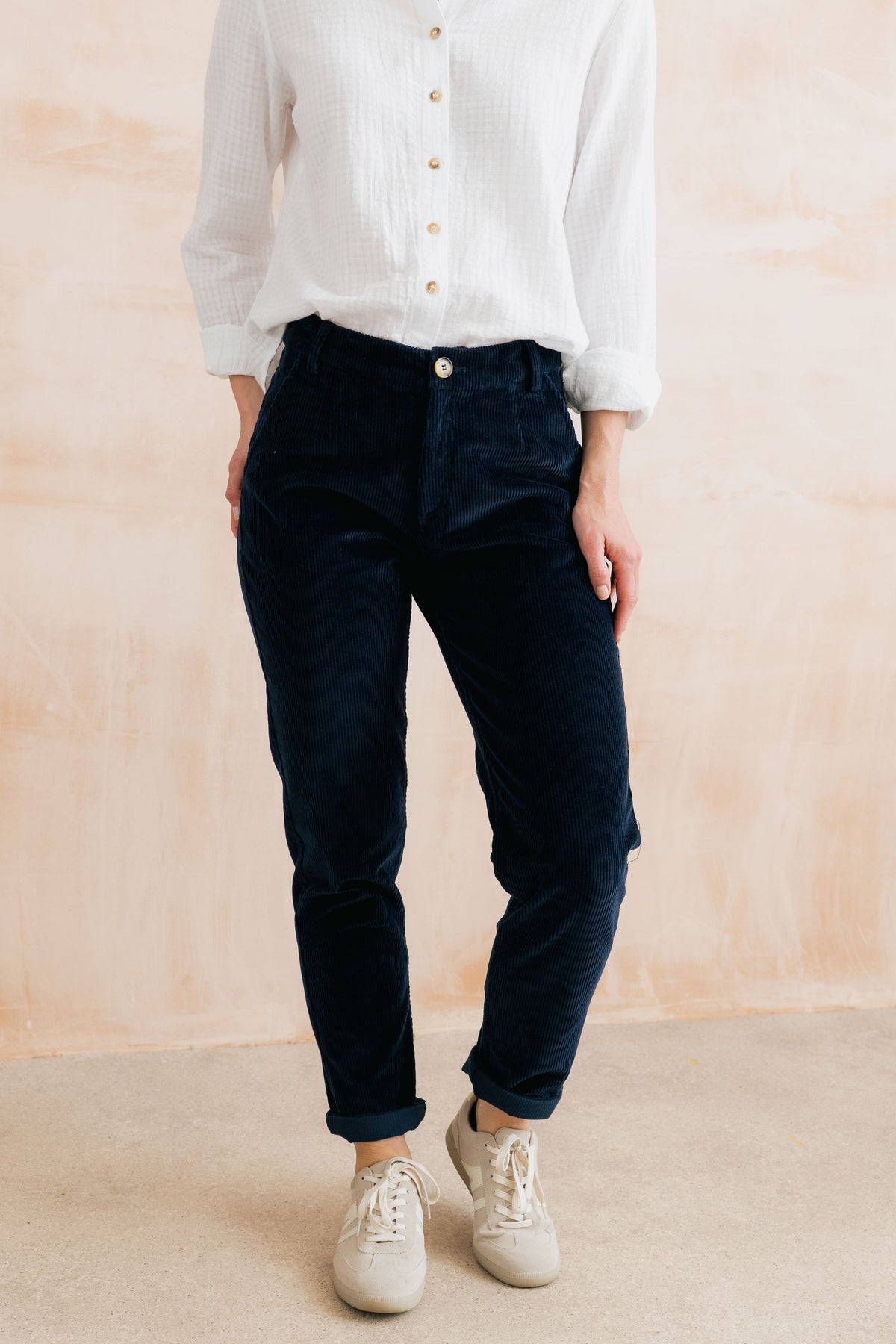 Brookend Stretch Jumbo Cord Trouser Navy
