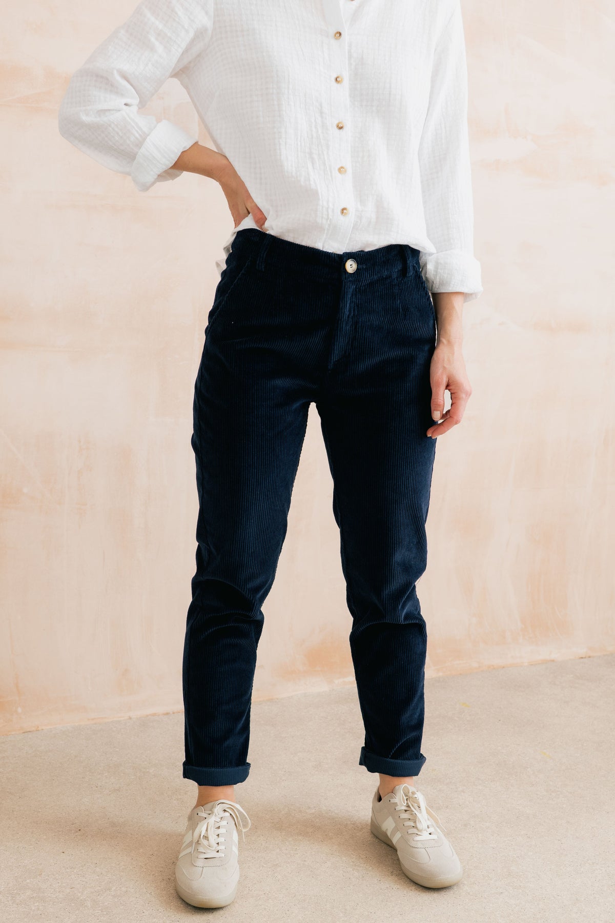 Brookend Stretch Jumbo Cord Trouser Navy