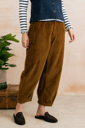 Shirin Relaxed Barrel Leg Jumbo Cord Trousers Burnt Caramel
