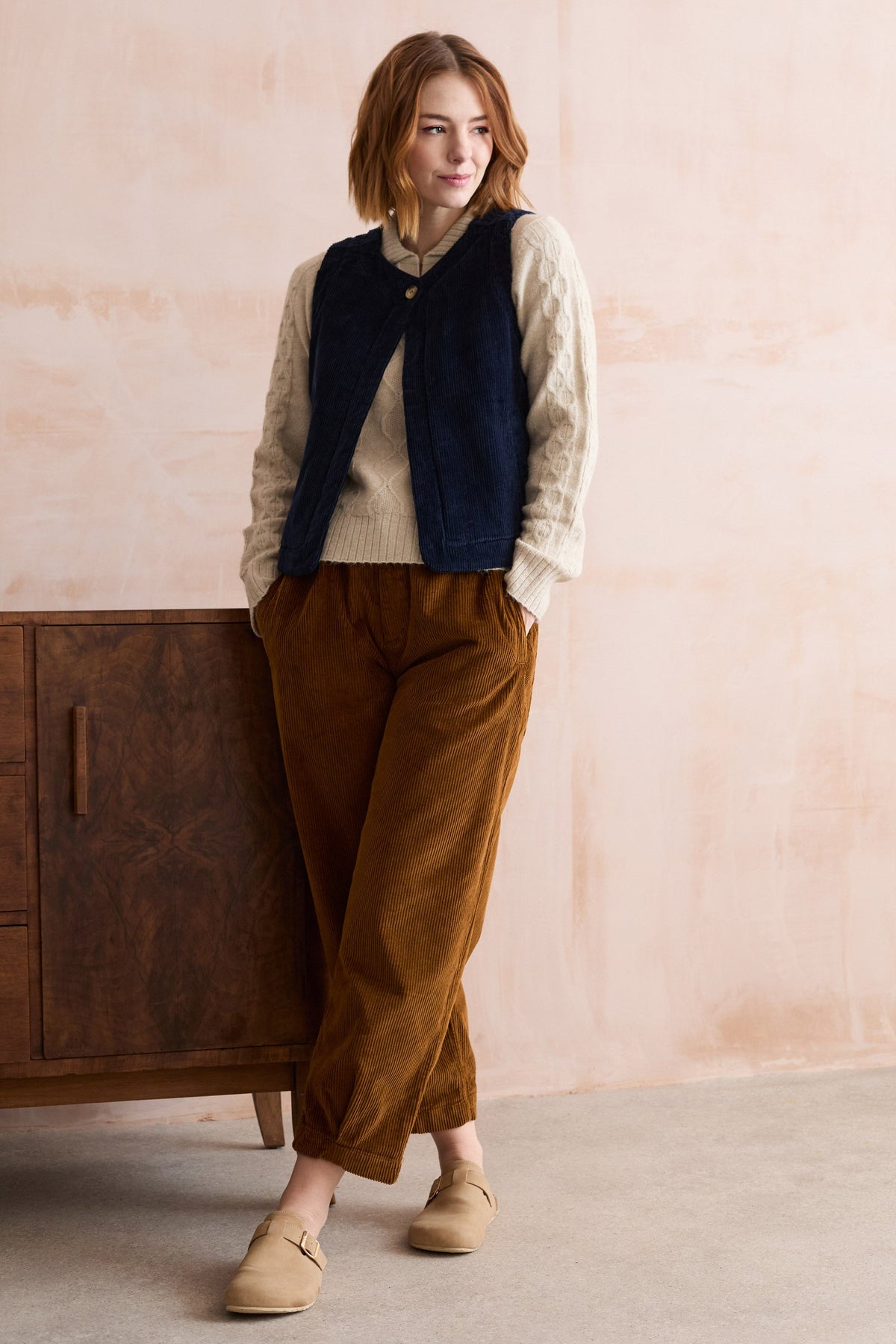 Shirin Relaxed Barrel Leg Jumbo Cord Trousers Burnt Caramel