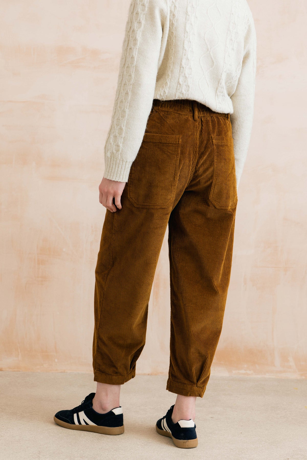 Shirin Relaxed Barrel Leg Jumbo Cord Trousers Burnt Caramel
