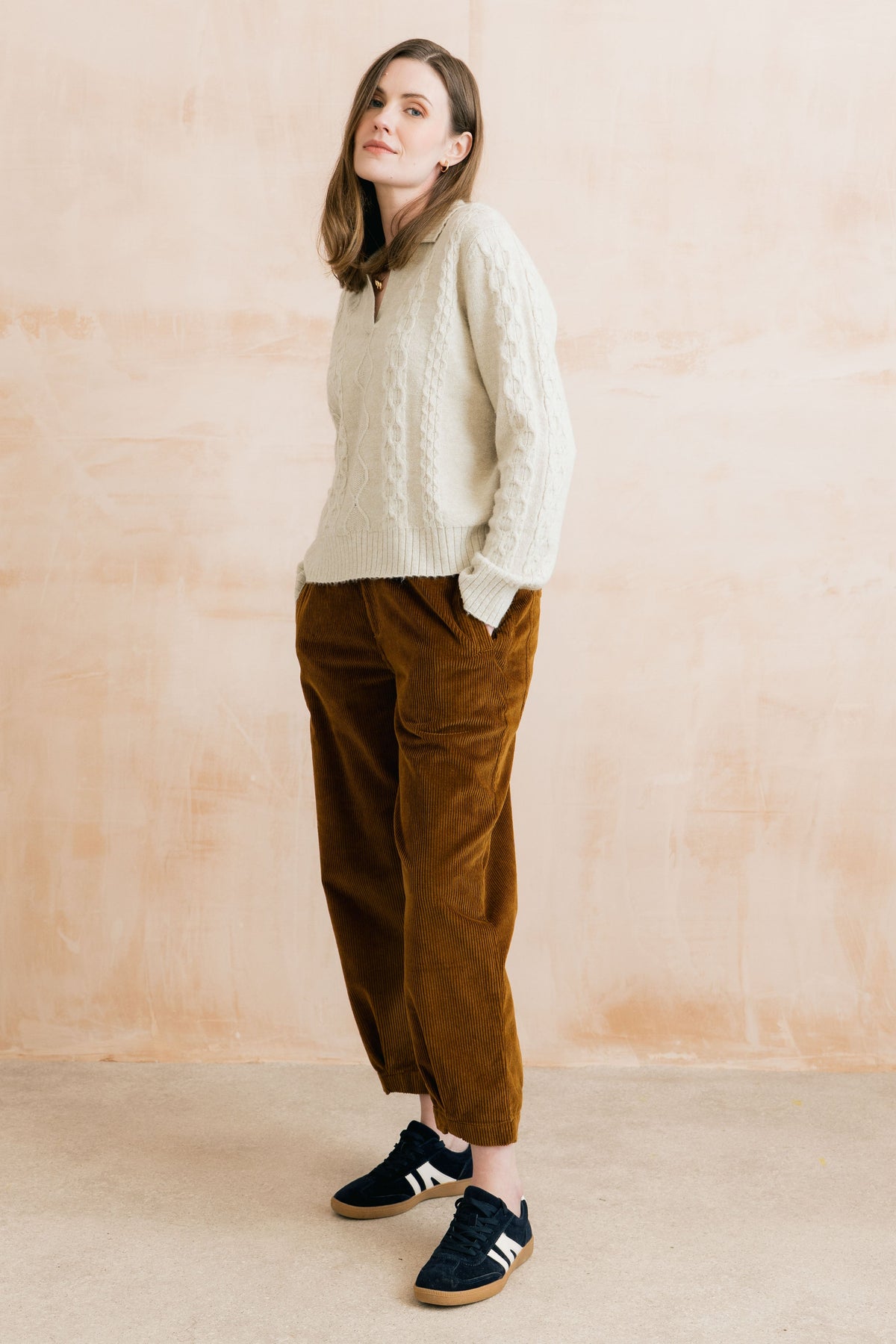 Shirin Relaxed Barrel Leg Jumbo Cord Trousers Burnt Caramel
