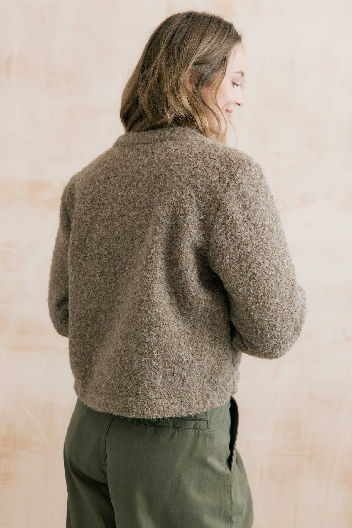 Scarlett Reversible Textured Bouclé Jacket Mushroom