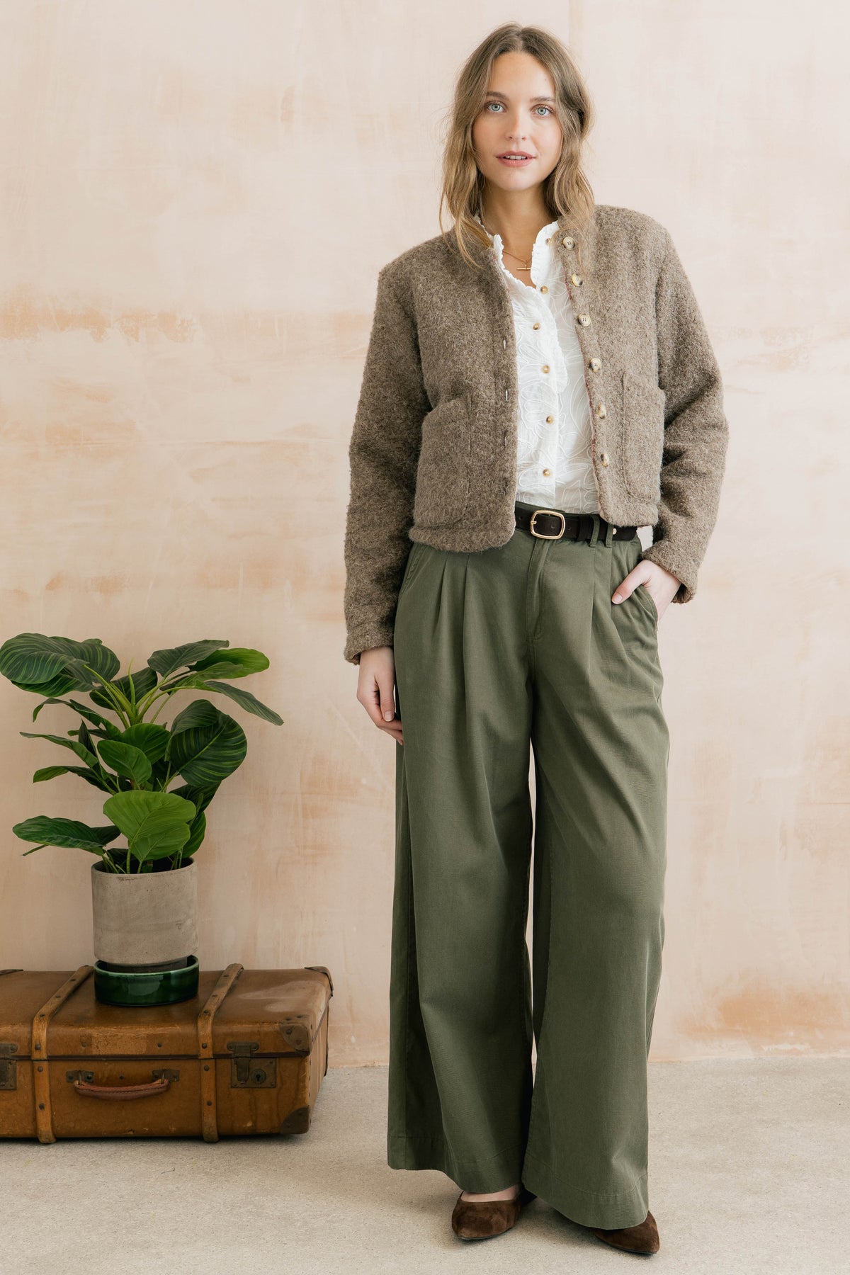 Scarlett Reversible Textured Bouclé Jacket Mushroom