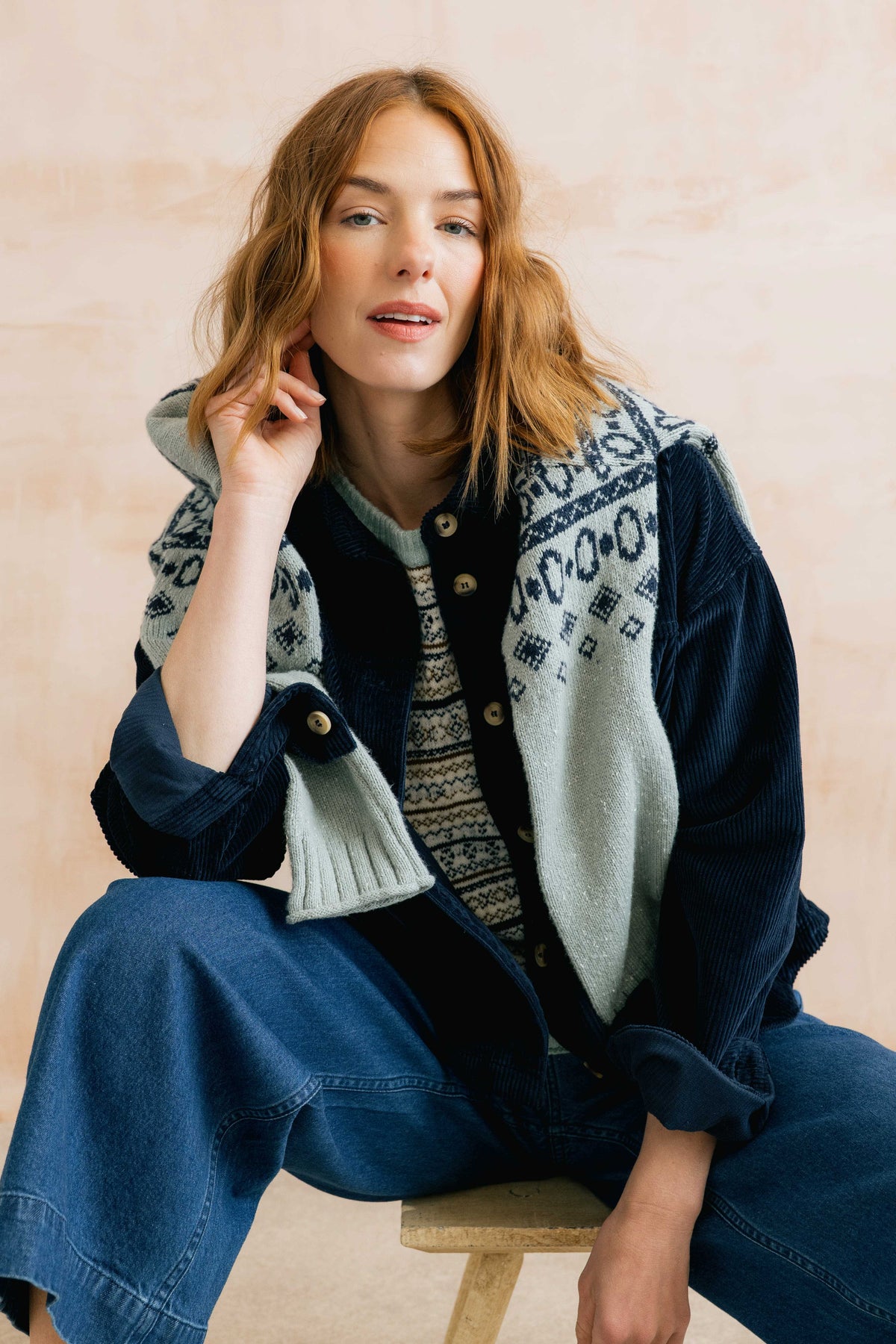 Easel Fair Isle Roll Neck Jumper Mist