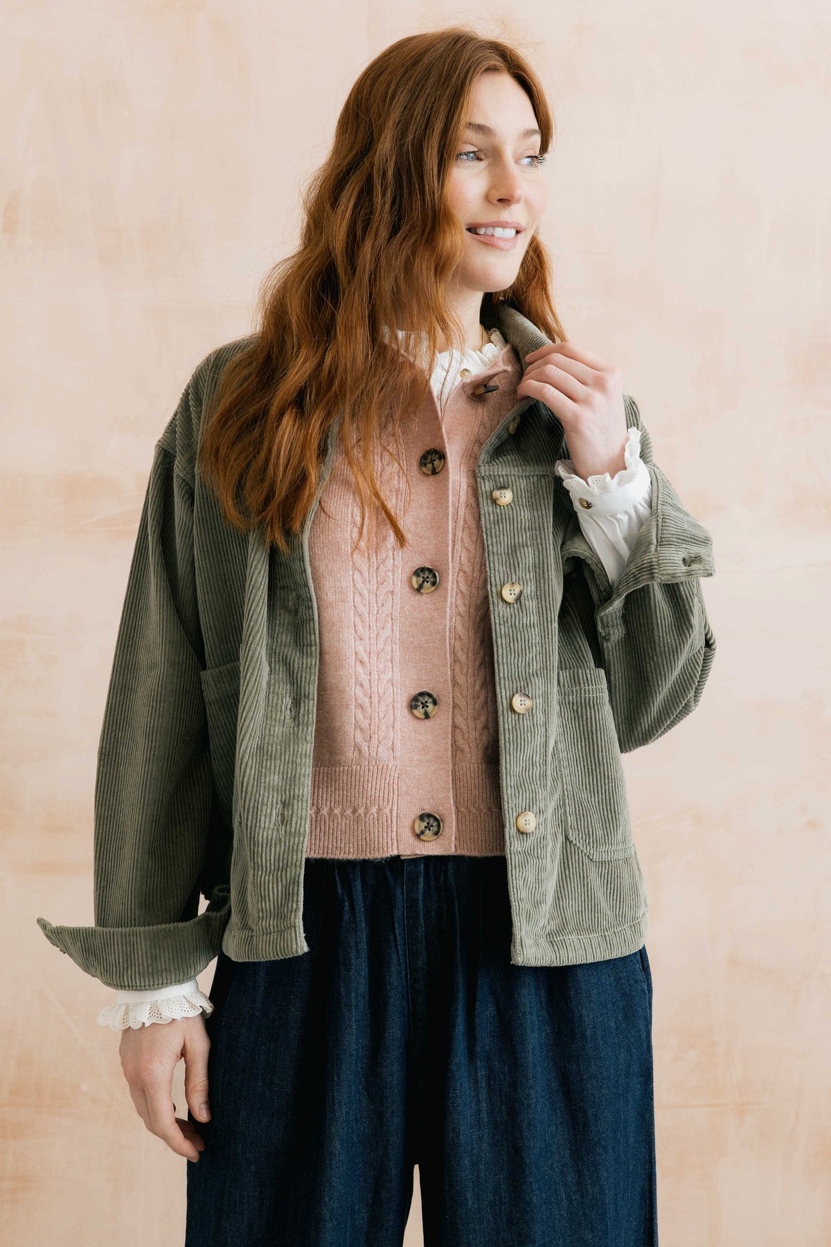 Stencil Cable Knit Waistcoat Antique Pink