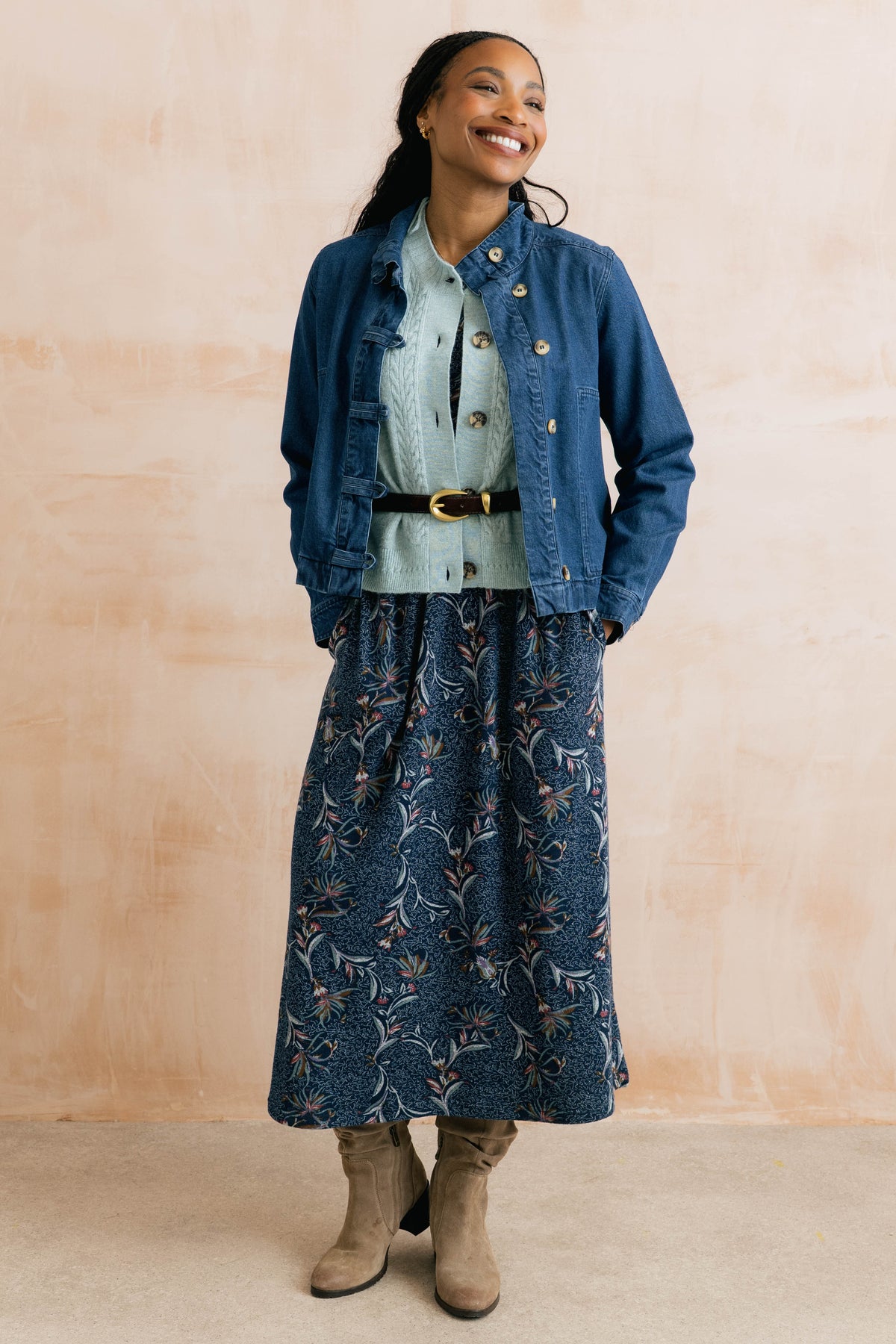 Stencil Cable Knit Waistcoat Sea Blue