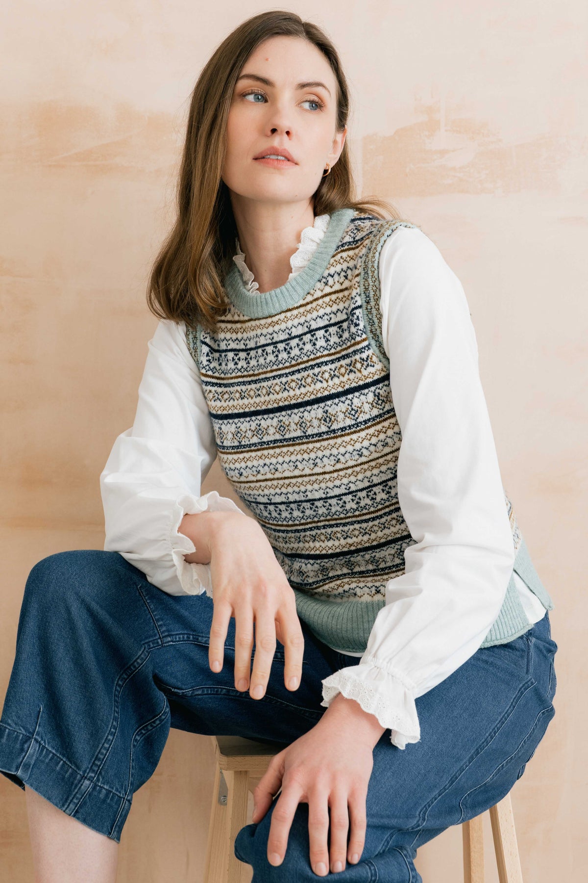 Joan Fair Isle Knitted Tank Mist