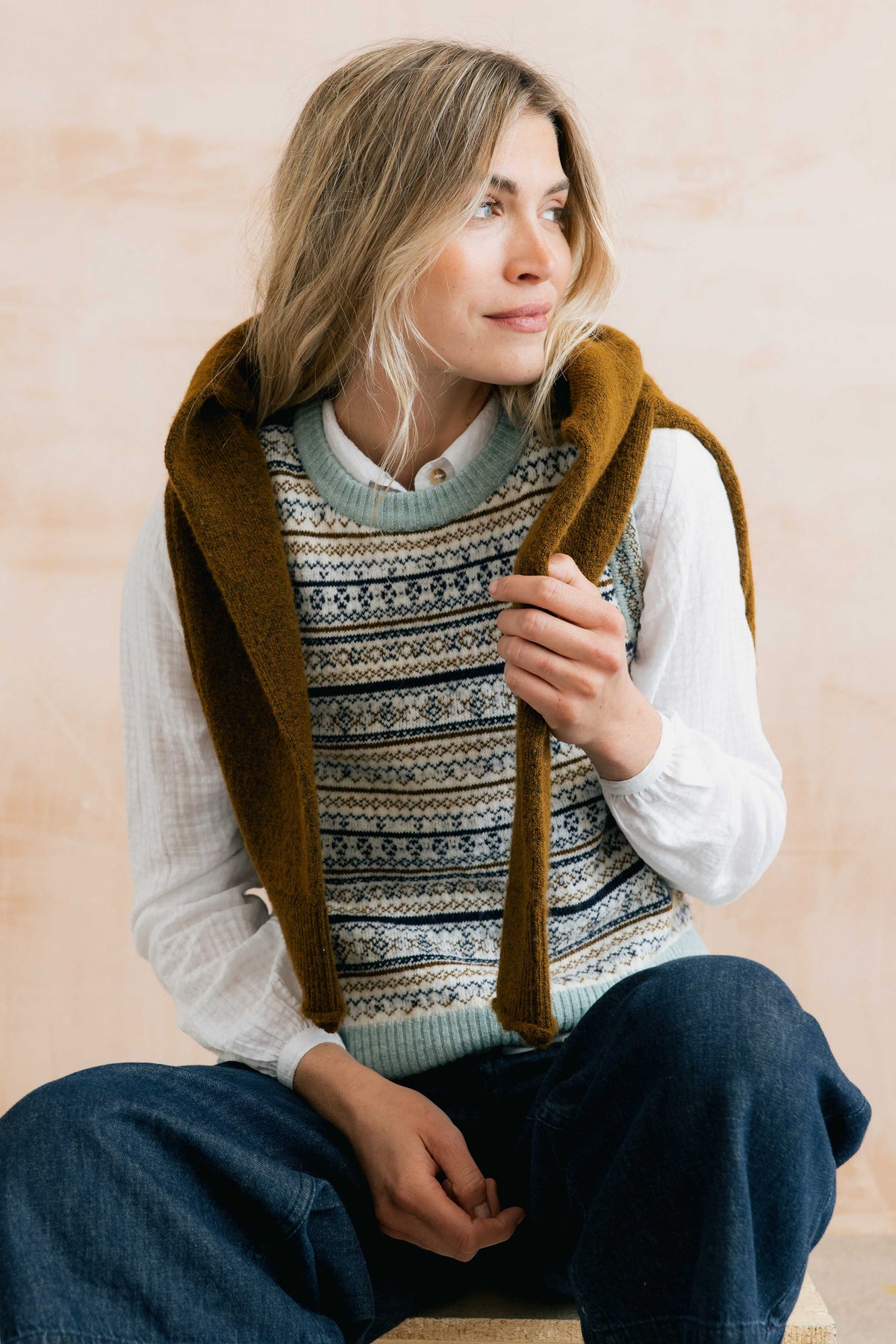 Joan Fair Isle Knitted Tank Mist