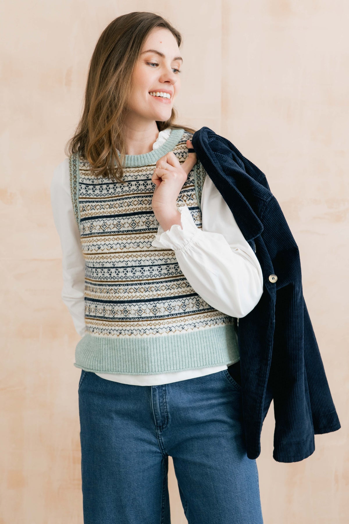 Joan Fair Isle Knitted Tank Mist