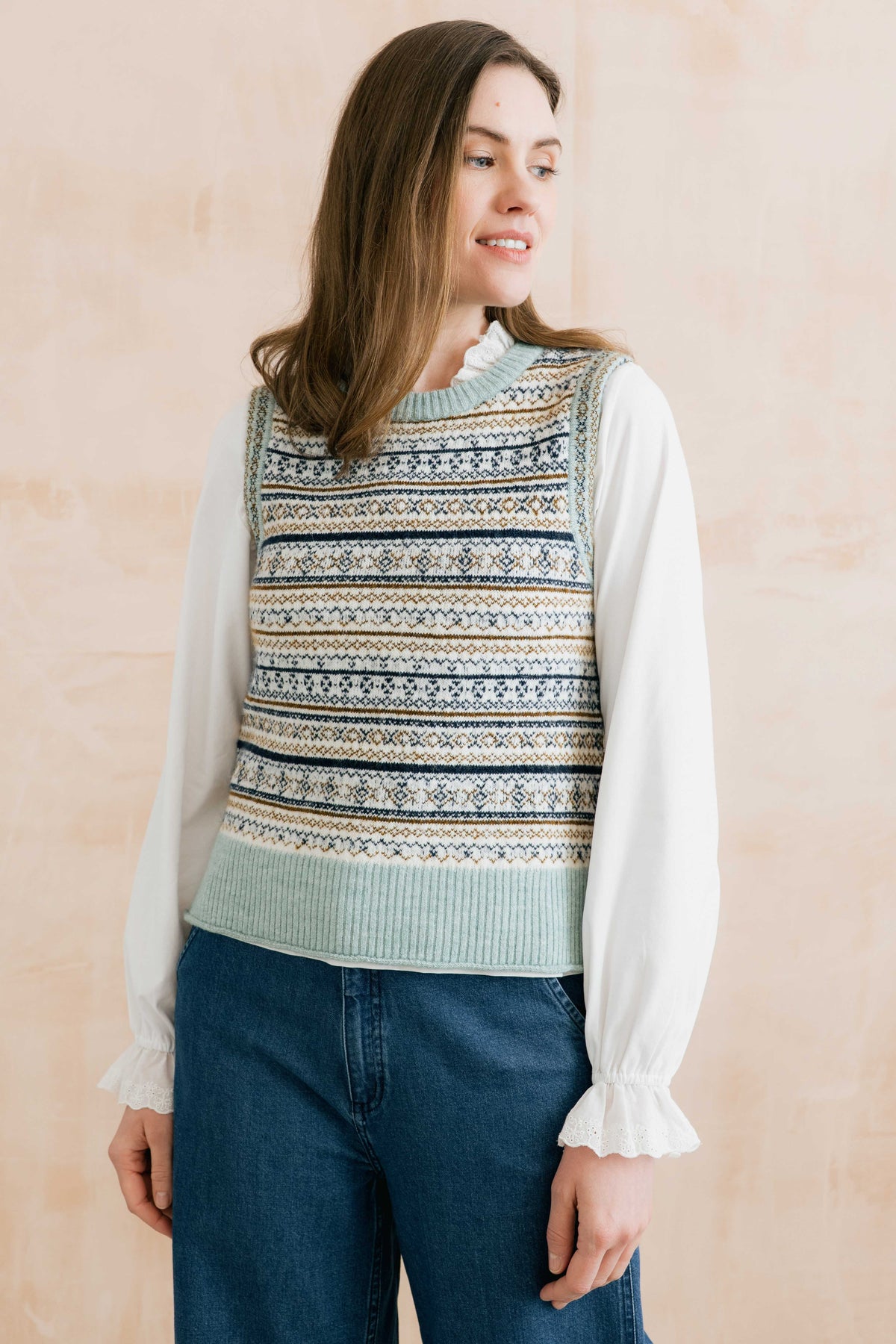 Joan Fair Isle Knitted Tank Mist