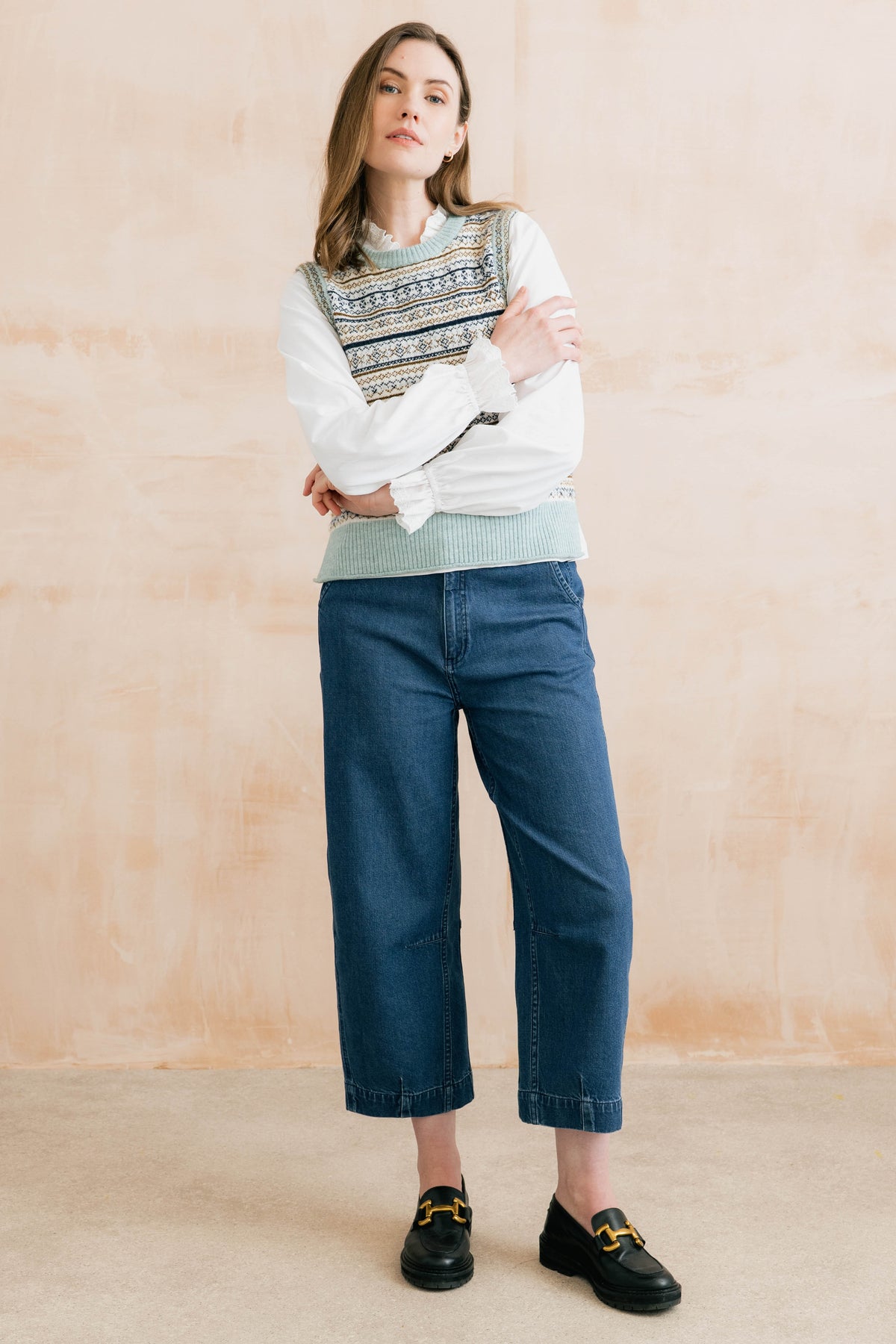 Joan Fair Isle Knitted Tank Mist