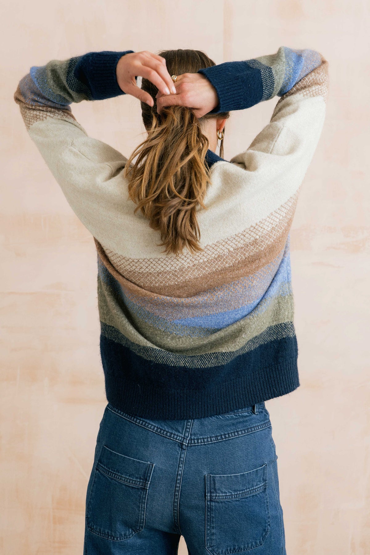 Artist Ombre Colour Block Knitted Jumper Oatmeal Multi