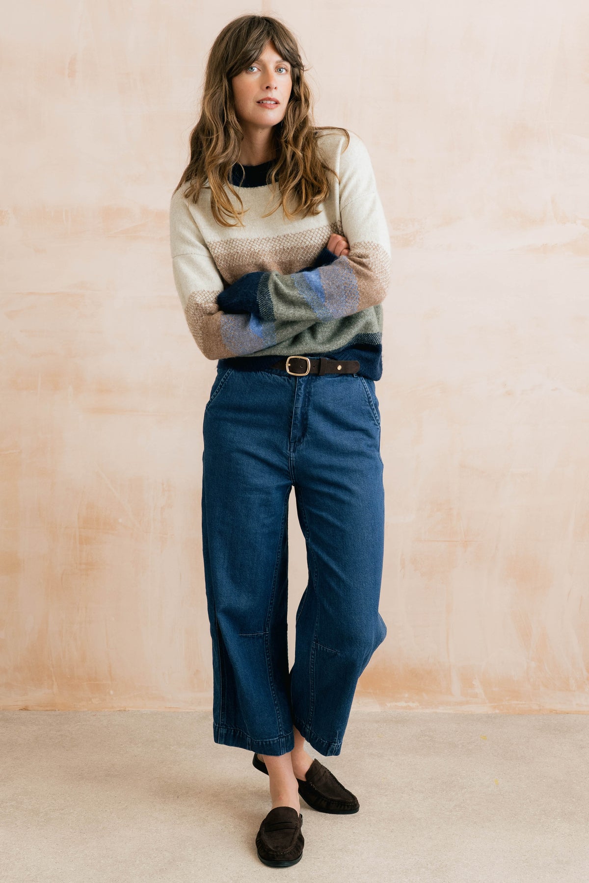 Artist Ombre Colour Block Knitted Jumper Oatmeal Multi
