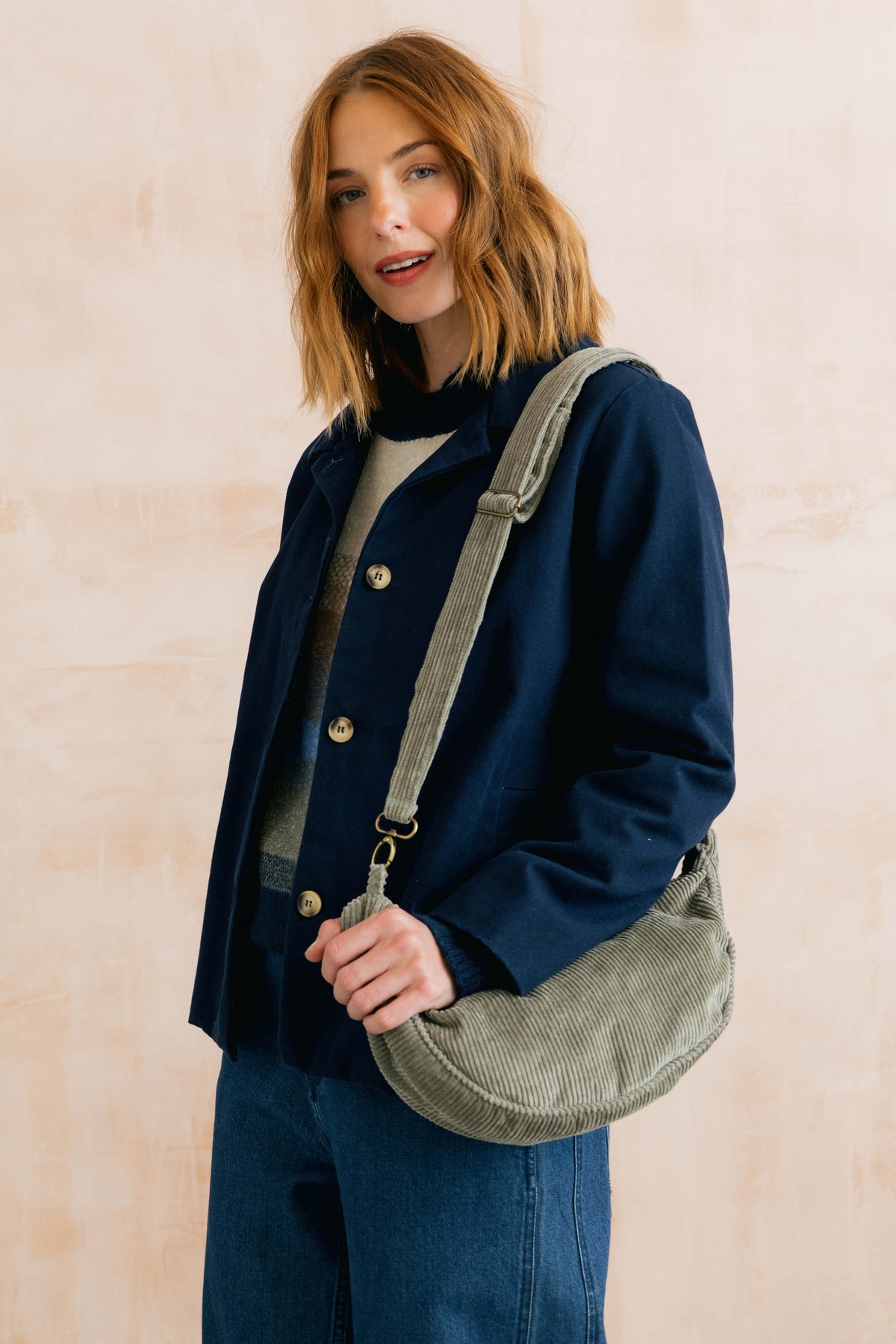 Jumbo Cord Crossbody Bag Sage