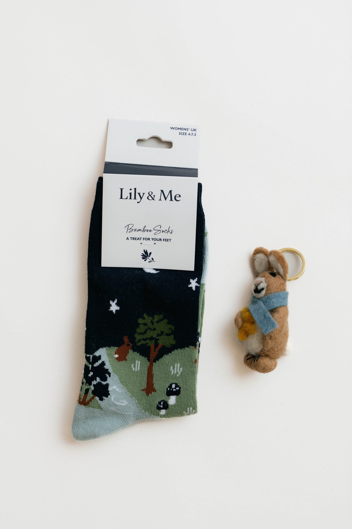 Moonlight Socks And Celestial Rabbit Keyring Giftbox