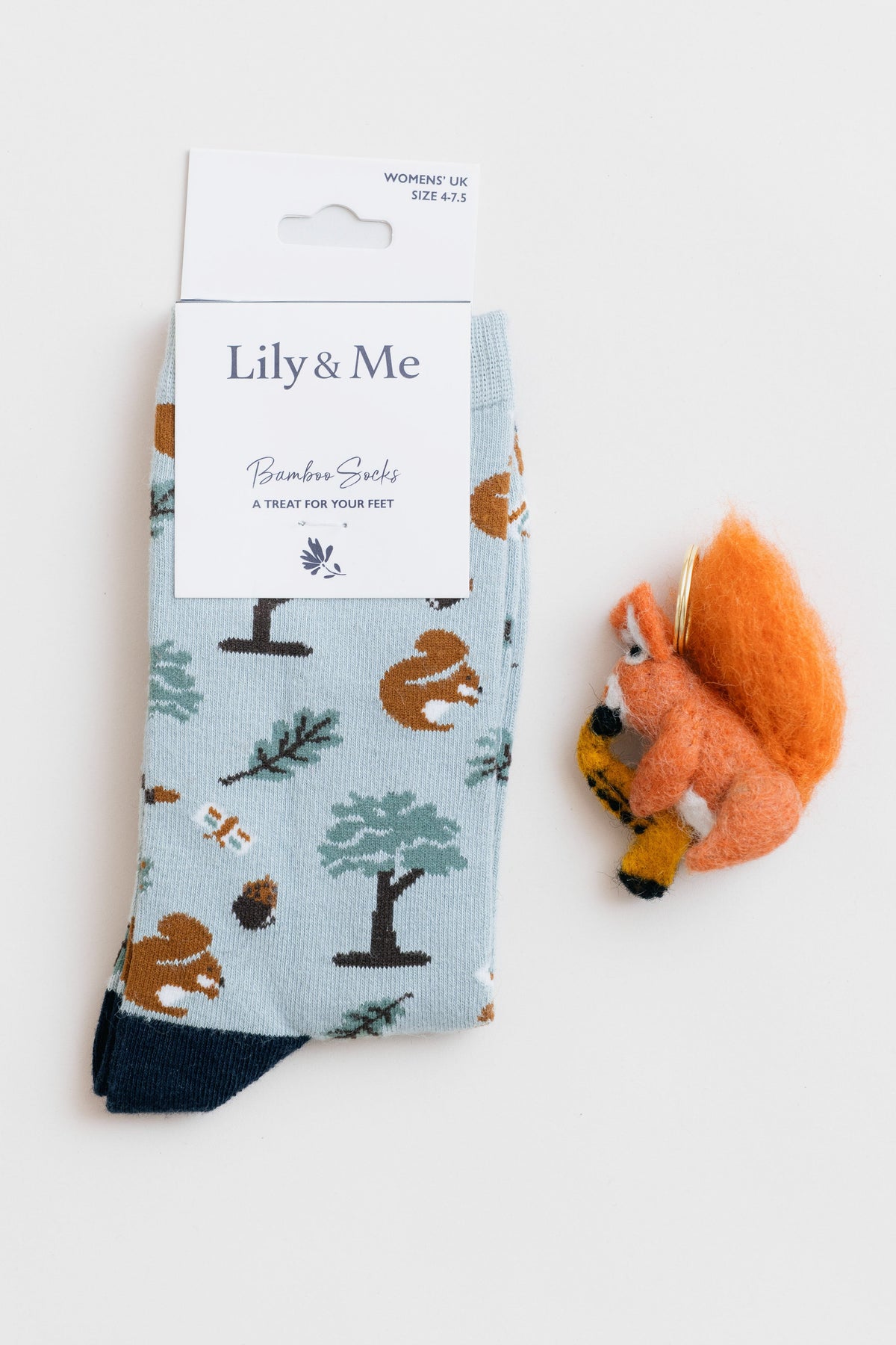 Woodland Friends Socks And Jazz Squirrel Keyring Giftbox
