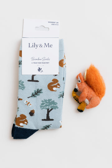 Woodland Friends Socks And Jazz Squirrel Keyring Giftbox