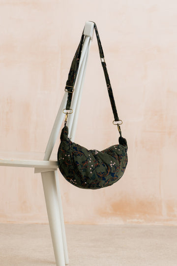 Trailing Leaves Cord Crossbody Bag Dark Olive