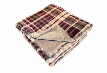 Luxe plaid faux fur throw mulberry