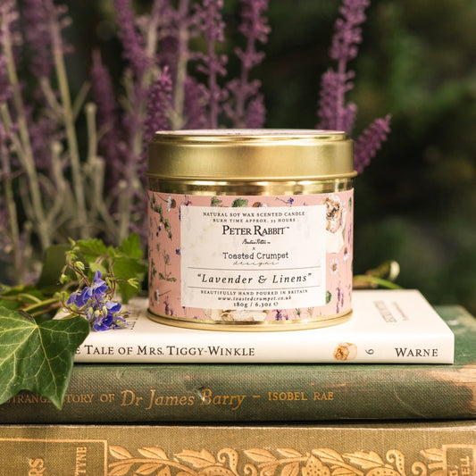 Mrs. Tiggy-Winkle “Lavender & Linens” Candle in a Matt Gold Tin