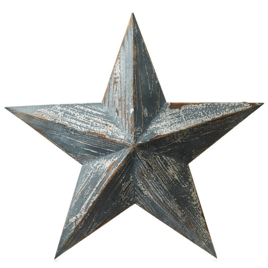 WOODEN HANGING STAR/BLUE