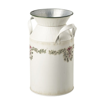 TALL CREAM METAL DECORATED BUCKET