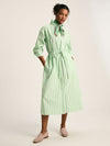 Francesca Green & White Tie Waist Shirt Dress