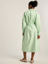 Francesca Green & White Tie Waist Shirt Dress