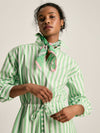 Francesca Green & White Tie Waist Shirt Dress