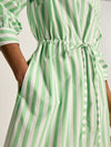 Francesca Green & White Tie Waist Shirt Dress