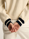 Centre Court Cream & Navy Button Through Cable Knit Cardigan