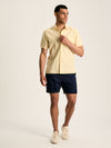 Linen Blend Yellow Plain Short Sleeve Shirt