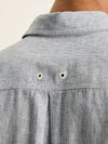 Linen Blend Blue Stripe Plain Long Sleeve Shirt