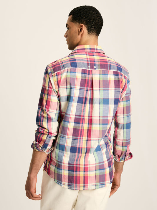 Madras Blue/Pink Long Sleeve Cotton Check Shirt