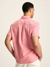 Linen Blend Pink Plain Short Sleeve Shirt