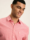 Linen Blend Pink Plain Short Sleeve Shirt