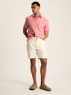 Linen Blend Pink Plain Short Sleeve Shirt