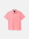 Linen Blend Pink Plain Short Sleeve Shirt