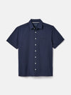 Linen Blend Navy Plain Short Sleeve Shirt