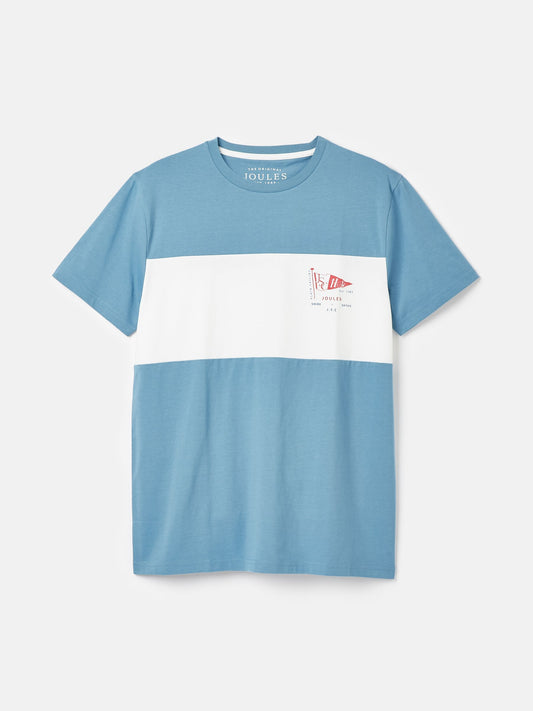 Denton Blue Colourblock Jersey Crew Neck T-Shirt