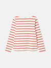 New Harbour Pink/ Tan Stripe Relaxed Fit Boat Neck Breton Top